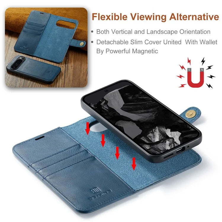 DG.MING for Google Pixel 9 Pro XL Case Detachable Split Leather Phone Cover