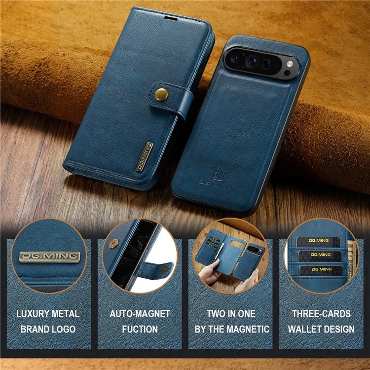 DG.MING for Google Pixel 9 Pro XL Case Detachable Split Leather Phone Cover
