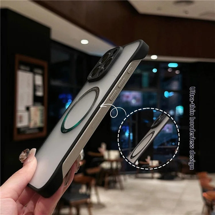 For iPhone 16 Pro Max Case Compatible with MagSafe Frameless TPU+PC Matte Phone Protector