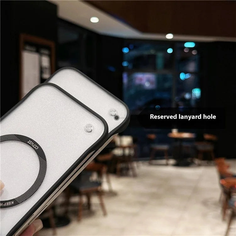 For iPhone 16 Pro Case Compatible with MagSafe Frameless TPU+PC Matte Phone Protector