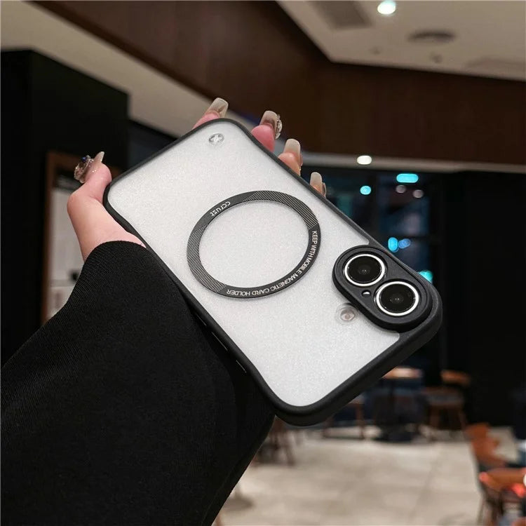 For iPhone 16 Case Compatible with MagSafe Frameless TPU+PC Matte Phone Protector