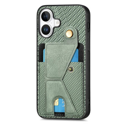 For iPhone 16 Plus Case K-Shaped Kickstand Leather+PC+TPU Phone Cover