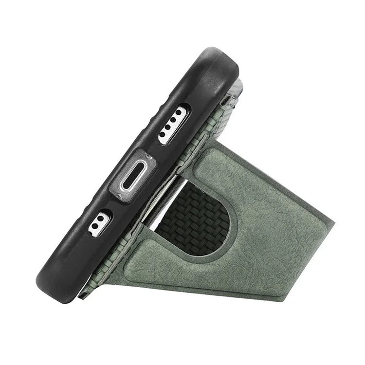 For iPhone 16 Plus Case K-Shaped Kickstand Leather+PC+TPU Phone Cover