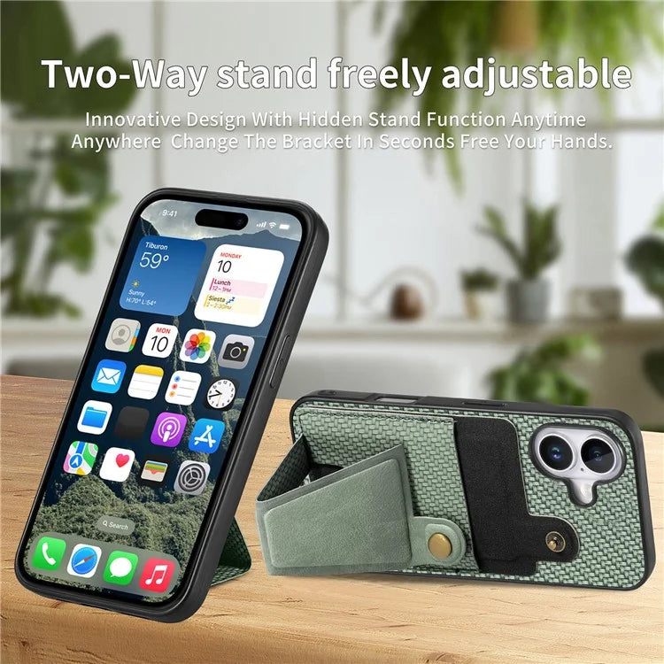 For iPhone 16 Plus Case K-Shaped Kickstand Leather+PC+TPU Phone Cover