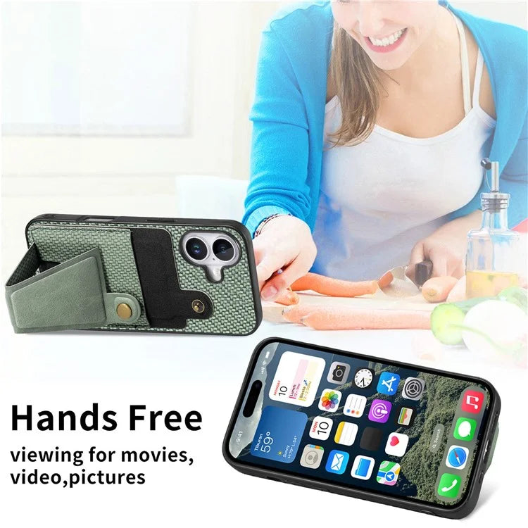 For iPhone 16 Plus Case K-Shaped Kickstand Leather+PC+TPU Phone Cover