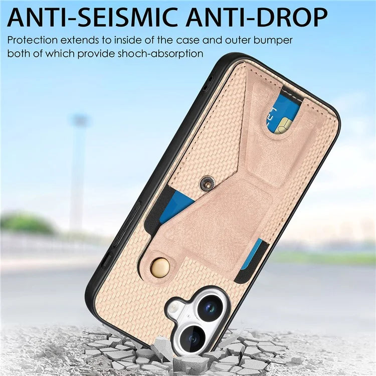 For iPhone 16 Plus Case K-Shaped Kickstand Leather+PC+TPU Phone Cover