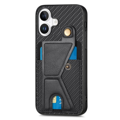For iPhone 16 Plus Case K-Shaped Kickstand Leather+PC+TPU Phone Cover