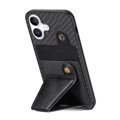 For iPhone 16 Plus Case K-Shaped Kickstand Leather+PC+TPU Phone Cover