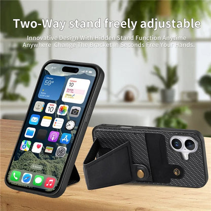 For iPhone 16 Plus Case K-Shaped Kickstand Leather+PC+TPU Phone Cover