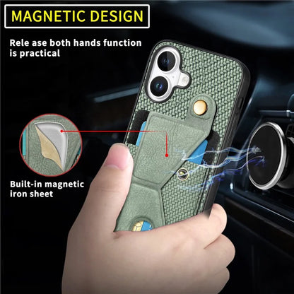 For iPhone 16 Plus Case K-Shaped Kickstand Leather+PC+TPU Phone Cover