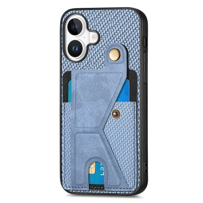 For iPhone 16 Plus Case K-Shaped Kickstand Leather+PC+TPU Phone Cover
