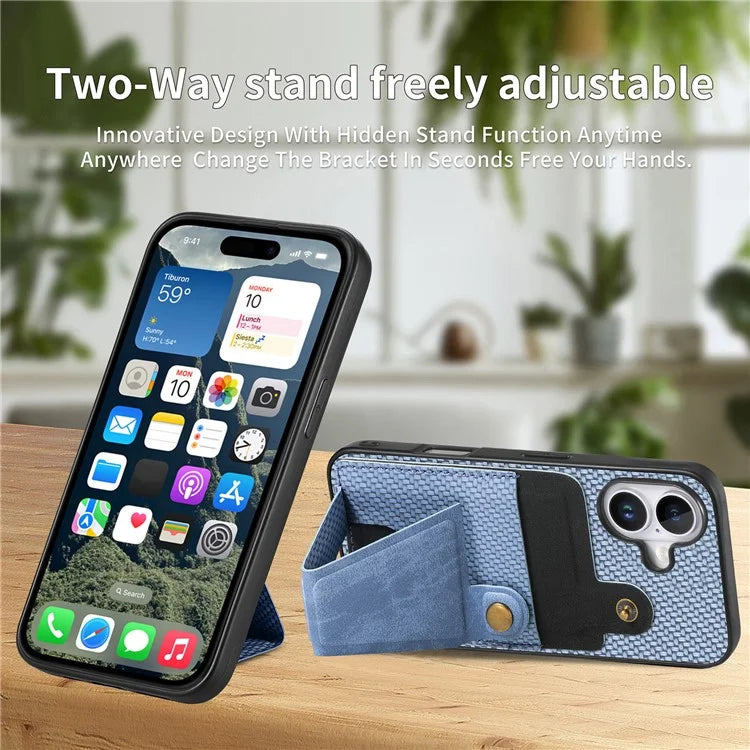 For iPhone 16 Plus Case K-Shaped Kickstand Leather+PC+TPU Phone Cover