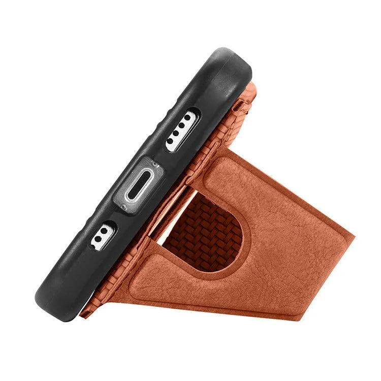 For iPhone 16 Plus Case K-Shaped Kickstand Leather+PC+TPU Phone Cover