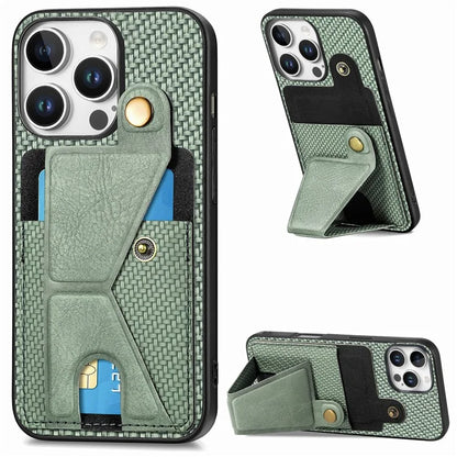 For iPhone 16 Pro Case K-Shaped Kickstand Leather+PC+TPU Phone Cover