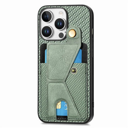 For iPhone 16 Pro Case K-Shaped Kickstand Leather+PC+TPU Phone Cover