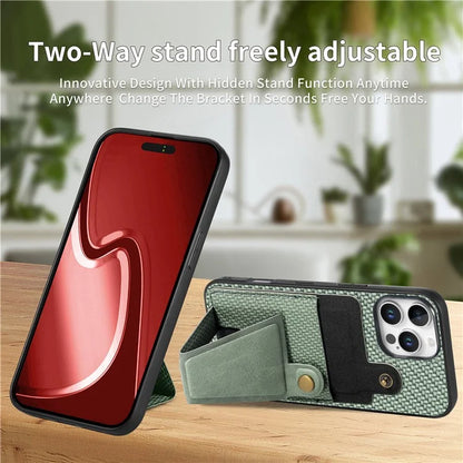 For iPhone 16 Pro Case K-Shaped Kickstand Leather+PC+TPU Phone Cover