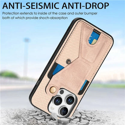 For iPhone 16 Pro Case K-Shaped Kickstand Leather+PC+TPU Phone Cover