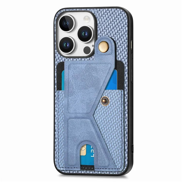 For iPhone 16 Pro Case K-Shaped Kickstand Leather+PC+TPU Phone Cover