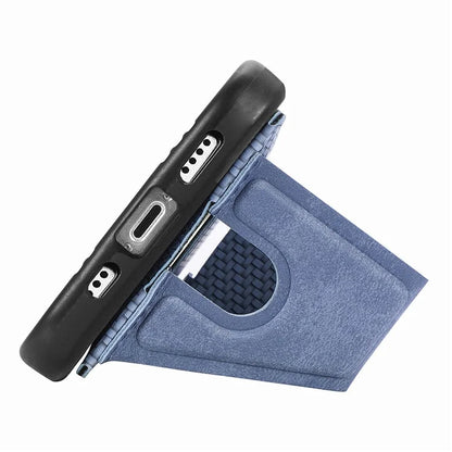 For iPhone 16 Pro Case K-Shaped Kickstand Leather+PC+TPU Phone Cover