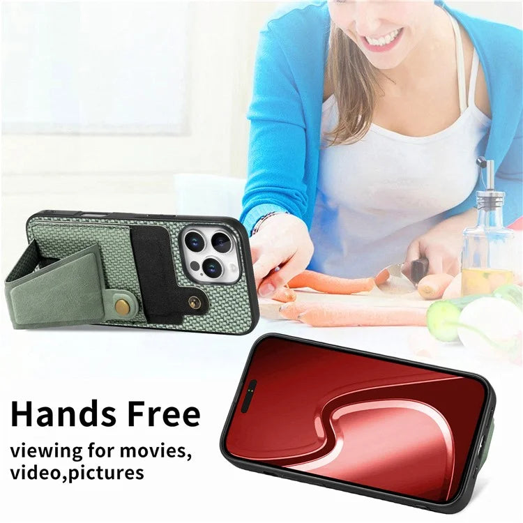 For iPhone 16 Pro Case K-Shaped Kickstand Leather+PC+TPU Phone Cover