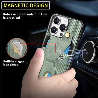 For iPhone 16 Pro Case K-Shaped Kickstand Leather+PC+TPU Phone Cover