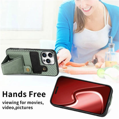 For iPhone 16 Pro Case K-Shaped Kickstand Leather+PC+TPU Phone Cover