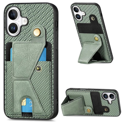For iPhone 16 Case K-Shaped Kickstand Leather+PC+TPU Phone Cover