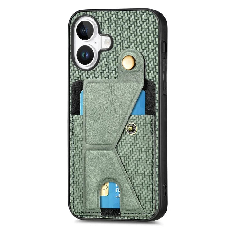 For iPhone 16 Case K-Shaped Kickstand Leather+PC+TPU Phone Cover