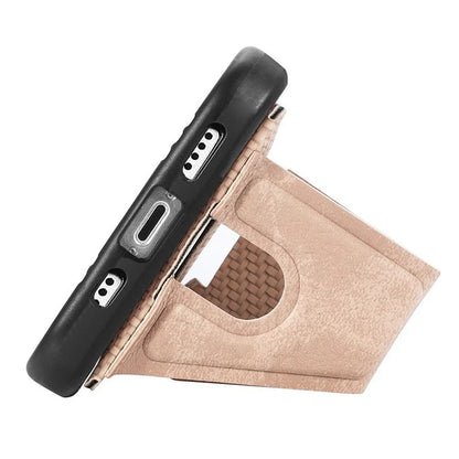 For iPhone 16 Case K-Shaped Kickstand Leather+PC+TPU Phone Cover