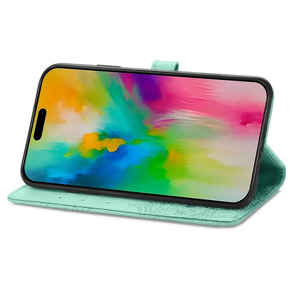 For iPhone 16 Pro Max Wallet Case Mandala Flower Leather Phone Cover Stand View