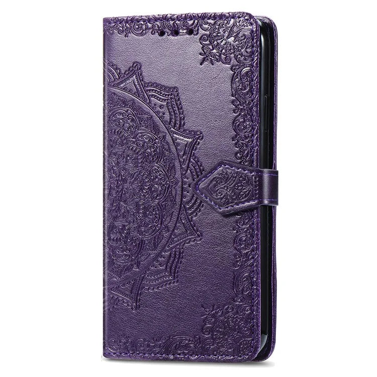 For iPhone 16 Pro Max Wallet Case Mandala Flower Leather Phone Cover Stand View
