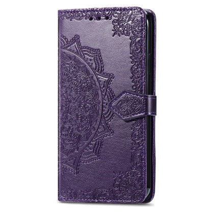 For iPhone 16 Pro Max Wallet Case Mandala Flower Leather Phone Cover Stand View