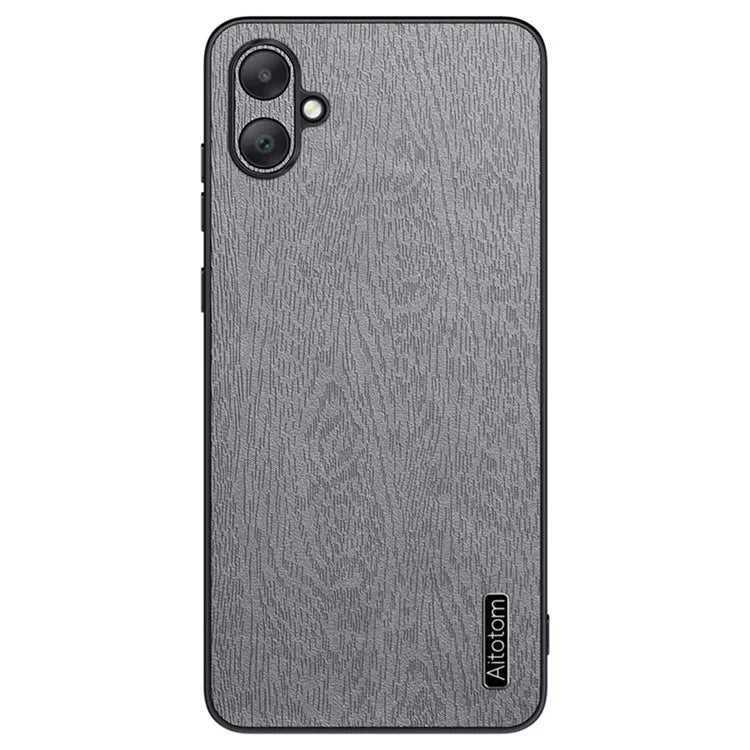 For Samsung Galaxy A06 Case Wood Texture PU Leather Coated PC+TPU Phone Cover