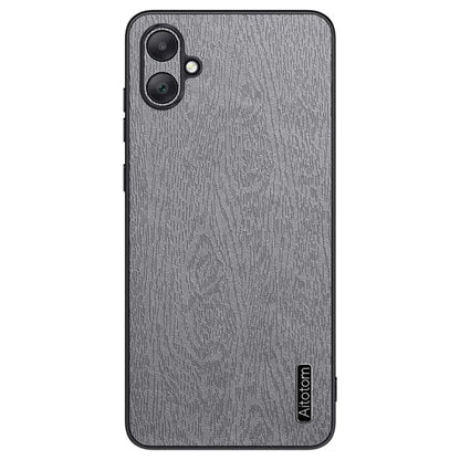 For Samsung Galaxy A06 Case Wood Texture PU Leather Coated PC+TPU Phone Cover