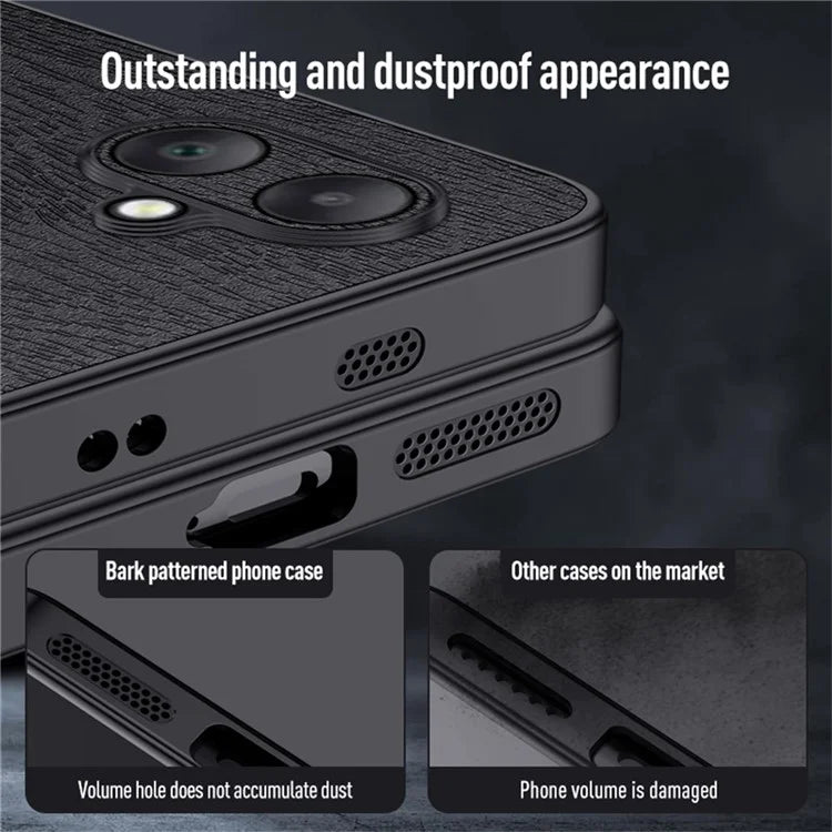 For Samsung Galaxy A06 Case Wood Texture PU Leather Coated PC+TPU Phone Cover