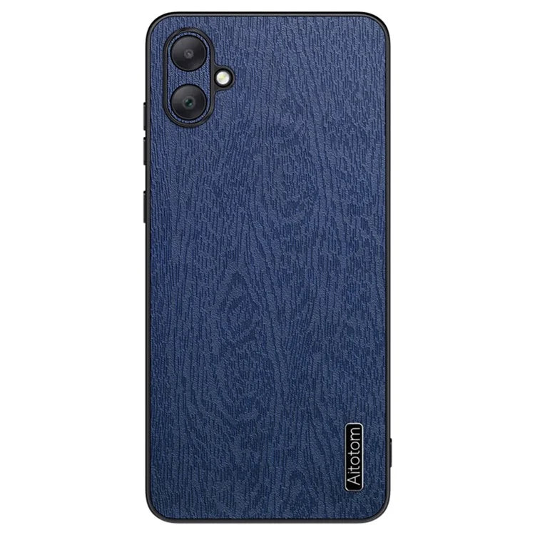 For Samsung Galaxy A06 Case Wood Texture PU Leather Coated PC+TPU Phone Cover