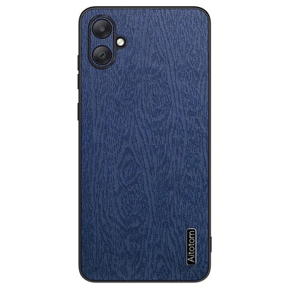 For Samsung Galaxy A06 Case Wood Texture PU Leather Coated PC+TPU Phone Cover