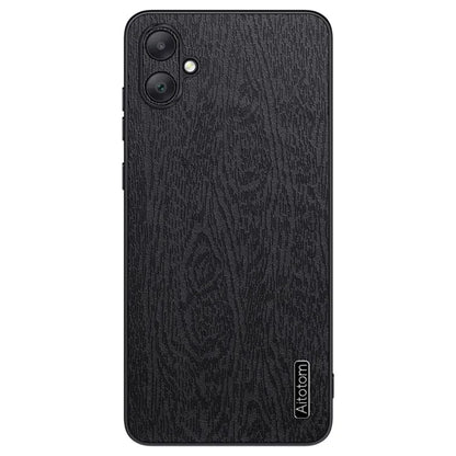 For Samsung Galaxy A06 Case Wood Texture PU Leather Coated PC+TPU Phone Cover