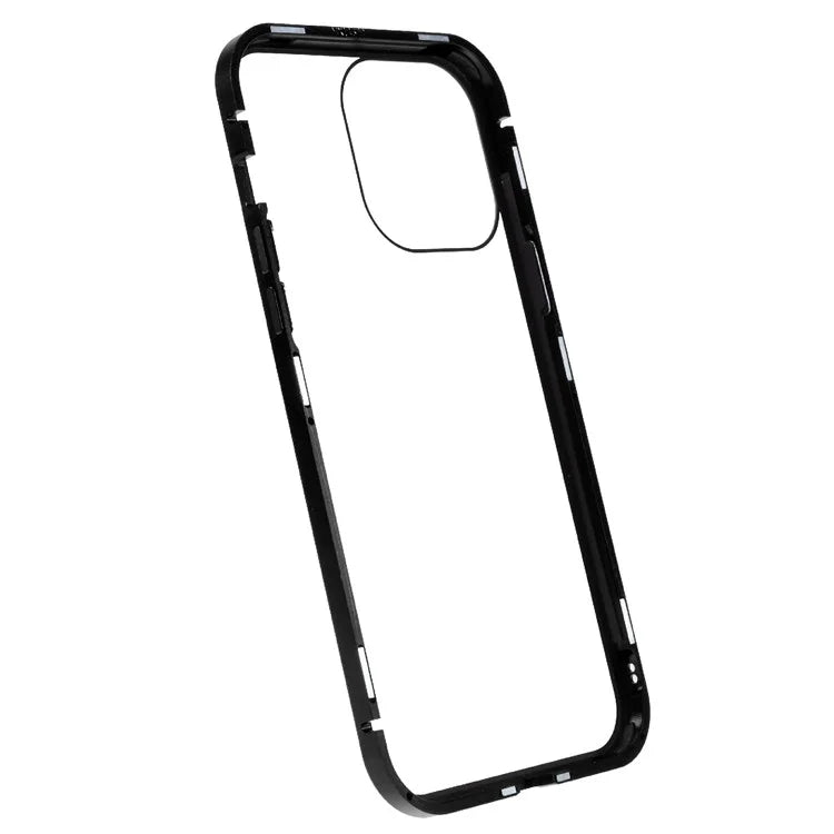 For iPhone 16 Pro Max Anti-Spy Case Magnetic Metal Frame + Double-Sided Tempered Glass Phone Cover