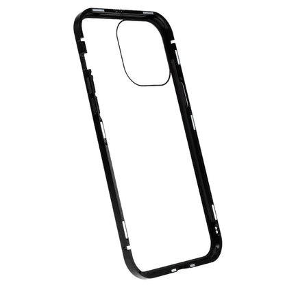 For iPhone 16 Pro Max Anti-Spy Case Magnetic Metal Frame + Double-Sided Tempered Glass Phone Cover