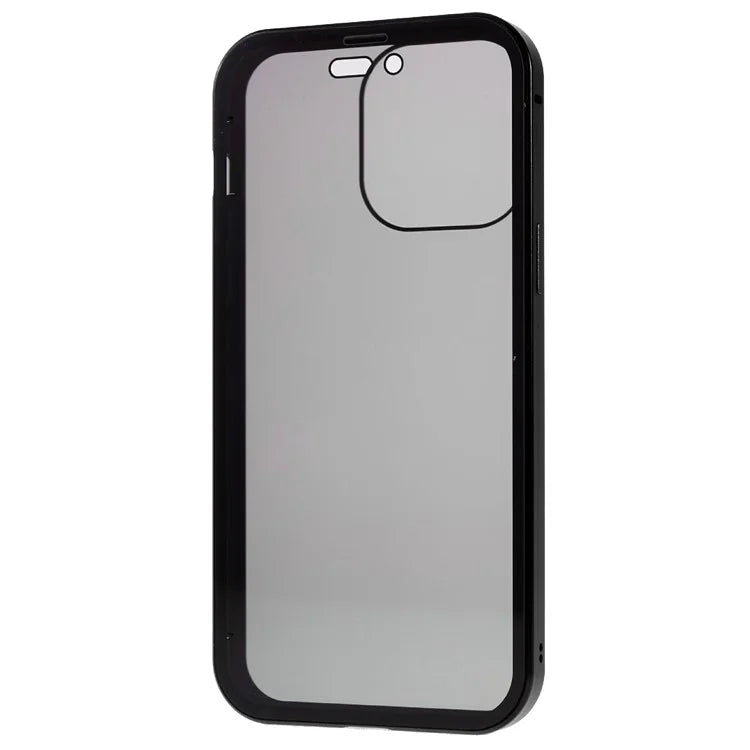 For iPhone 16 Pro Max Anti-Spy Case Magnetic Metal Frame + Double-Sided Tempered Glass Phone Cover