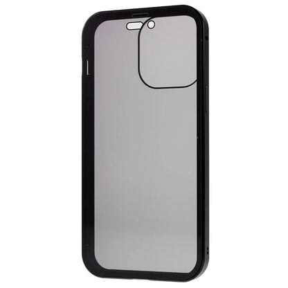 For iPhone 16 Pro Max Anti-Spy Case Magnetic Metal Frame + Double-Sided Tempered Glass Phone Cover