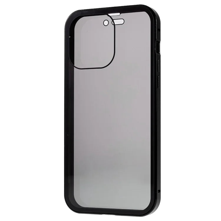 For iPhone 16 Pro Max Anti-Spy Case Magnetic Metal Frame + Double-Sided Tempered Glass Phone Cover