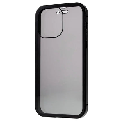 For iPhone 16 Pro Max Anti-Spy Case Magnetic Metal Frame + Double-Sided Tempered Glass Phone Cover