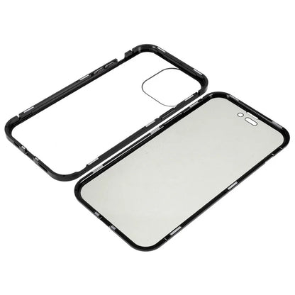 For iPhone 16 Pro Max Anti-Spy Case Magnetic Metal Frame + Double-Sided Tempered Glass Phone Cover