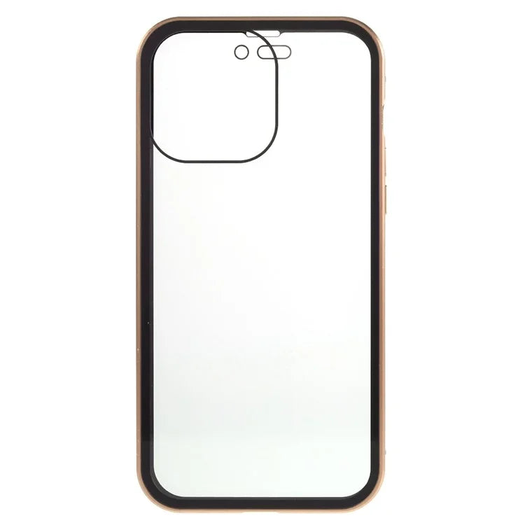 For iPhone 16 Pro Max Anti-Spy Case Magnetic Metal Frame + Double-Sided Tempered Glass Phone Cover