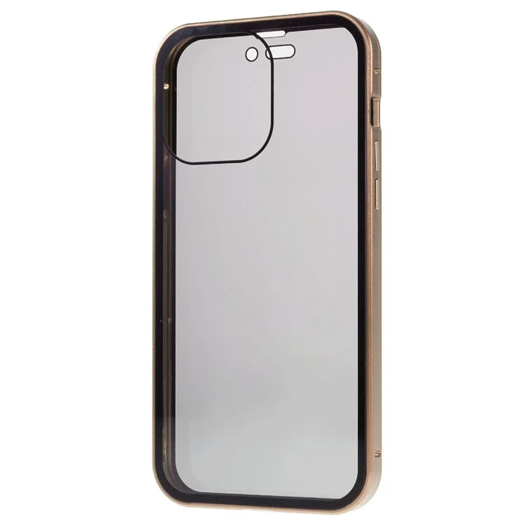 For iPhone 16 Pro Max Anti-Spy Case Magnetic Metal Frame + Double-Sided Tempered Glass Phone Cover