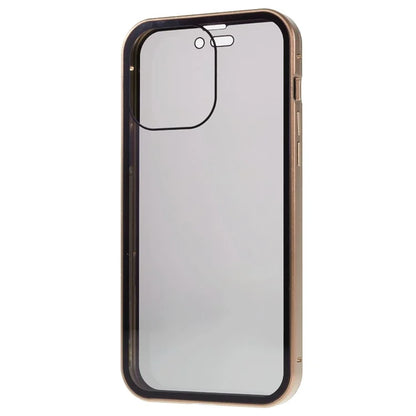 For iPhone 16 Pro Max Anti-Spy Case Magnetic Metal Frame + Double-Sided Tempered Glass Phone Cover