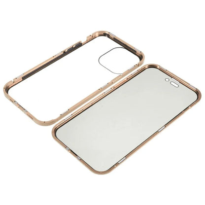 For iPhone 16 Pro Max Anti-Spy Case Magnetic Metal Frame + Double-Sided Tempered Glass Phone Cover