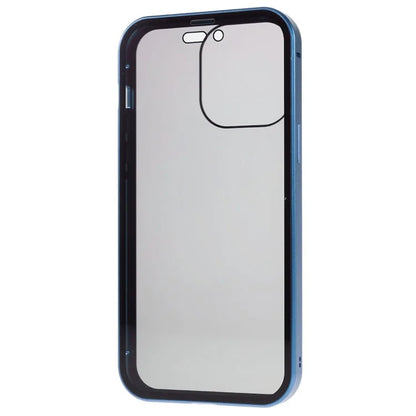 For iPhone 16 Pro Max Anti-Spy Case Magnetic Metal Frame + Double-Sided Tempered Glass Phone Cover